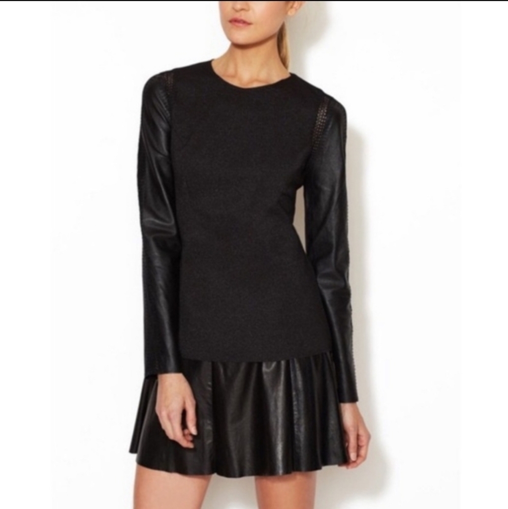 Stella & Jamie‎ ,  Rio Black Leather Long Sleeve Top